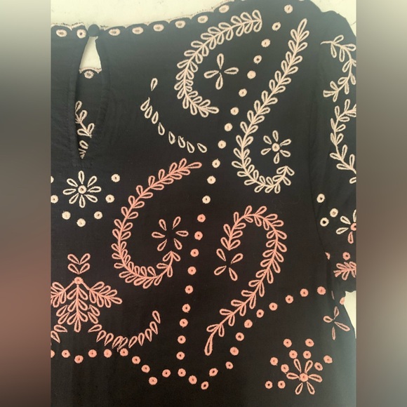 Sundance Vivienne Life Black Eyelet Dress Red Pink Embroidery Women's Size P8 - Picture 13 of 17